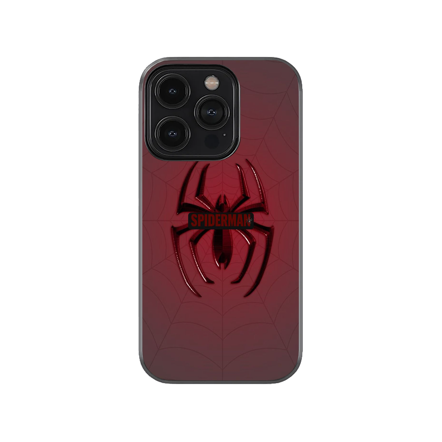 Transparent Clear Phone Case with Red Spider Emblem & Web Pattern