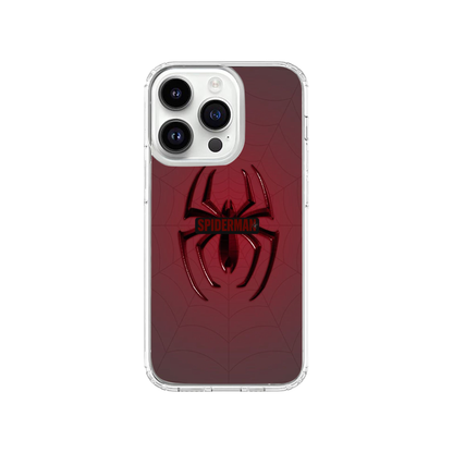 Transparent Clear Phone Case with Red Spider Emblem & Web Pattern